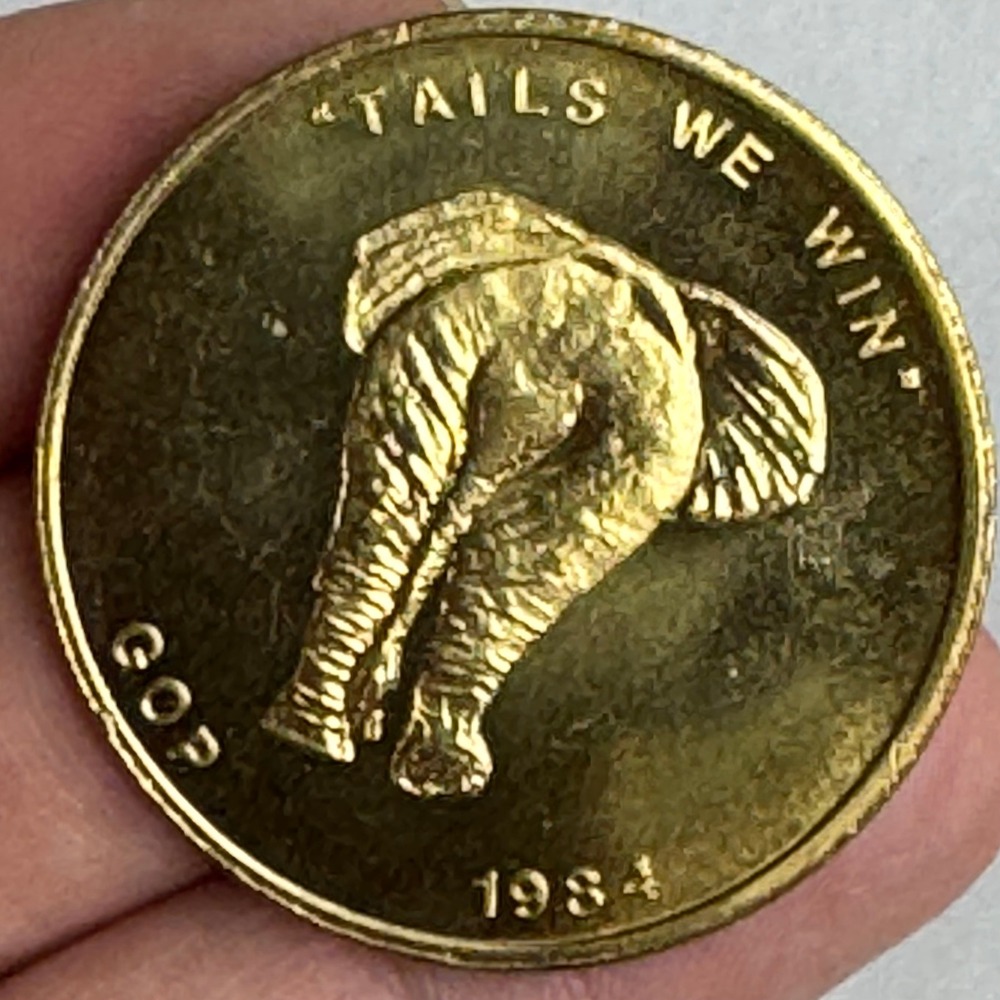 1984 Republican GOP Elephant Heads We‎ Win Tails We Win Political Token Coin